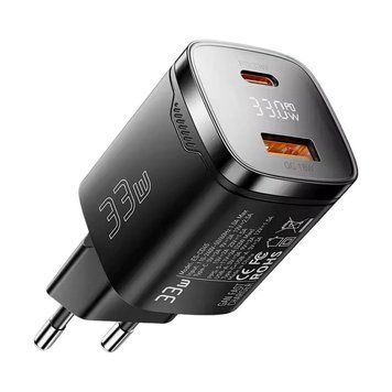 Мережевий зарядний пристрій Essager Gamet 33W GaN Digital Display A+C Black (ECT33W-GMB01-Z) [620287]