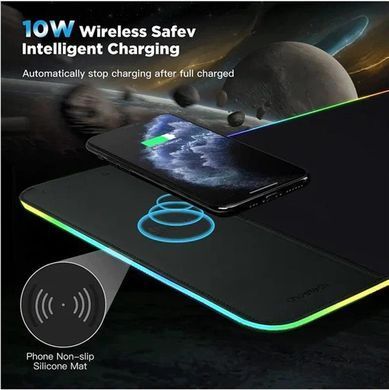 Килимок для миші з бездротовим зарядним пристроєм Choetech RGB Illuminated 15W Wireless Charging Mouse Pad (T543-F) [606853]