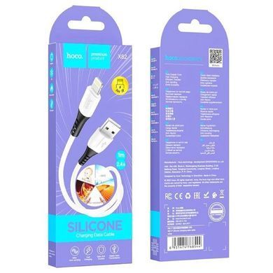 Кабель HOCO X82 USB to iP 2.4A, 1m, silicone, silicone connectors, White (6931474768544) [805370]