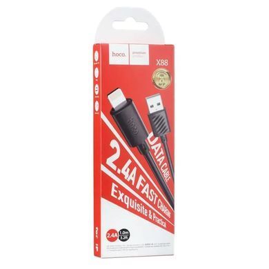 Кабель Hoco X88 Gratified USB - Lightning (M/M), 1 м, Black (6931474783301) [604437]