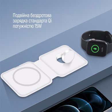 Бездротовий зарядний пристрій ColorWay MagSafe Duo Charger 15W for iPhone White (CW-CHW32Q-WT) [613207]
