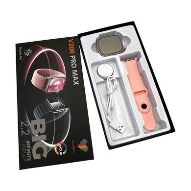 Смарт-годинник BIG V200 Pro Max 44mm. 220 mAh. IP65 Pink (V200PMPink) [802701]