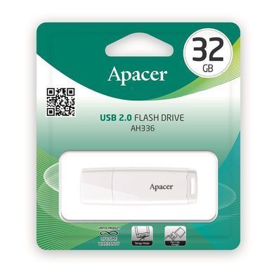 Флеш-накопичувач USB 32GB Apacer AH336 White (AP32GAH336W-1) [608083]