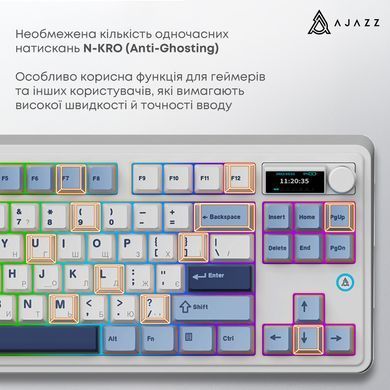 Клавіатура бездротова Ajazz AK870 Plus Murad Switch White (AK870-MU-BWD) [612720]