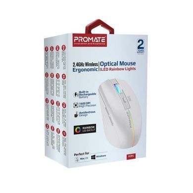 Миша бездротова Promate Kitt White (kitt.white) [606678]
