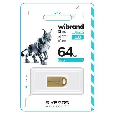 Флеш-накопичувач Wibrand USB 2.0 Lynx 64Gb Gold (WI2.0/LY64M2G) [802985]