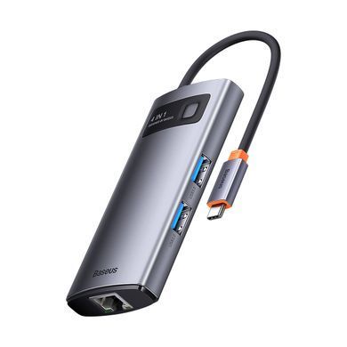USB-хаб Baseus Metal Gleam Series 4-in-1 Multifunctional Type-C HUB Docking Station Gray （Type-C to USB3.0*3+RJ45*1） (WKWG070113) [802736]