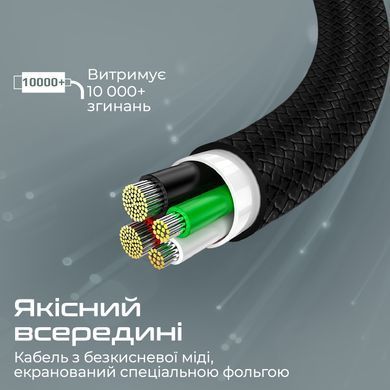 Кабель Promate xCord-CC200 USB Type-C - USB Type-C (M/M), 2 м, Black (xcord-cc200.black) [604389]
