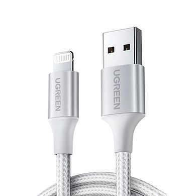 Кабель USB 2.0 AM-Lightning M, 2 м, 2.4A, Срібний, US199 UGREEN (60163) [402388]