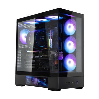 Корпус Zalman P40 DS без БЖ, 2xUSB3.0, 1x Type C, 3x120мм ARGB Reverse, 1x120мм ARGB, VGA 420мм, LCS ready, TG Side/Front Panel, Display, ATX, чорний (P40DSBLACK) [111336]