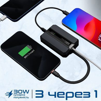 Універсальна мобільна батарея Promate Neo-10Uni 10000mAh 30W Black (neo-10uni.black) [603483]