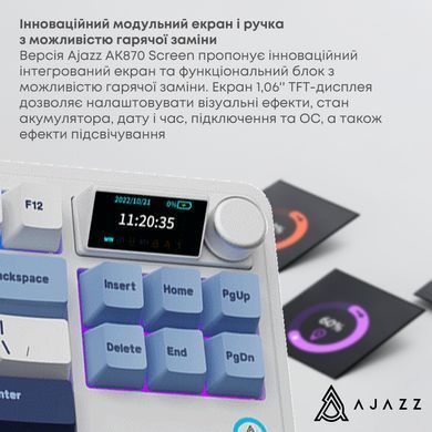 Клавіатура бездротова Ajazz AK870 Plus Murad Switch White (AK870-MU-BWD) [612720]