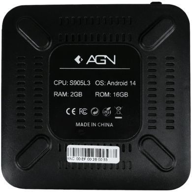 TV Медіаплеєр AGN Media Box Base 2/16Gb/ Amlogic S905L3/ Android 14/ WiFi 2.4G+5G/LAN:100M/ (AGNBASE216) [404994]