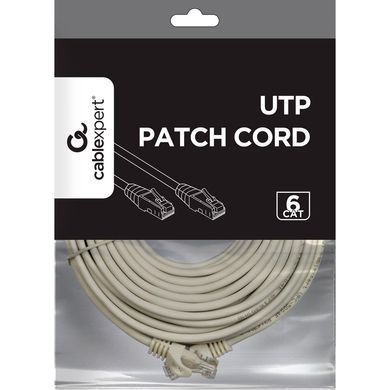 Патч-корд UTP Cablexpert Cat.6, литий, 50u" штекер із засувкою, 10 м, сірий (PP6U-CU-10M) [610190]