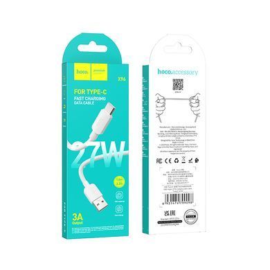 Кабель HOCO X96 Hyper 27W charging data cable Type-C White (6931474799098) [806404]