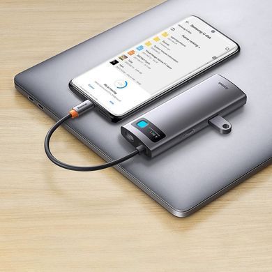 USB-хаб Baseus Metal Gleam Series 4-in-1 Multifunctional Type-C HUB Docking Station Gray （Type-C to USB3.0*3+RJ45*1） (WKWG070113) [802736]