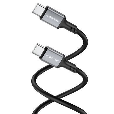 Кабель BOROFONE BX83 Type-C to Type-C Famous 60W silicone charging data cable Black (6974443386448) [803323]