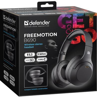 Гарнітура Defender FreeMotion B690, Bluetooth+3,5мм, Black (63690) [401949]