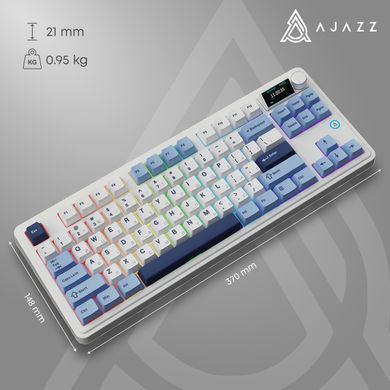 Клавіатура бездротова Ajazz AK870 Plus Murad Switch White (AK870-MU-BWD) [612720]