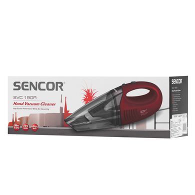 Пилосос Sencor автомобільний, 450Вт, конт пил -0.5л, автон. робота до 15хв, вага-1.5кг, червоний (SVC190R) [102321]