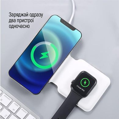 Бездротовий зарядний пристрій ColorWay MagSafe Duo Charger 15W for iPhone White (CW-CHW32Q-WT) [613207]