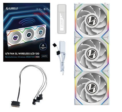 Вентилятор Lian Li Uni Fan SL Wireless LCD 120-3 Reverse White (G99.12RSLLCD1W3W.00) [618253]