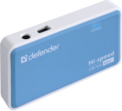 Хаб USB 2.0 -> 4xUSB 2.0 active, White-Blue Defender (83503) [402584]