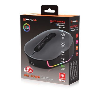 Миша бездротова REAL-EL RM-470W Dark Gray (EL123200049) [606729]