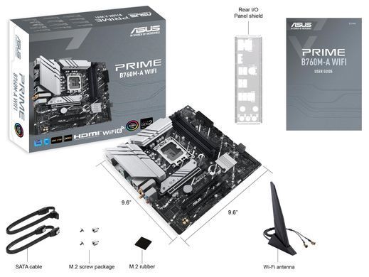 Материнcька плата ASUS PRIME B760M-A WIFI D4 s1700 B760 4xDDR4 M.2 HDMI DP Wi-Fi BT mATX (90MB1CX0-M1EAY0) [109131]