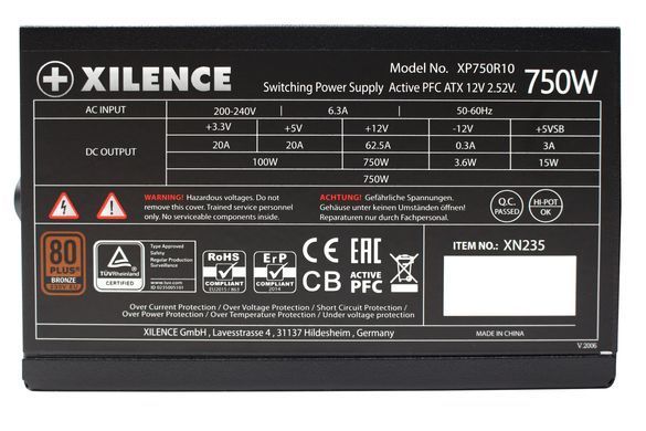 БЖ 750W Xilence Gaming 80+ BRONZE, 120mm, Retail Box (XP750R10) [403907]