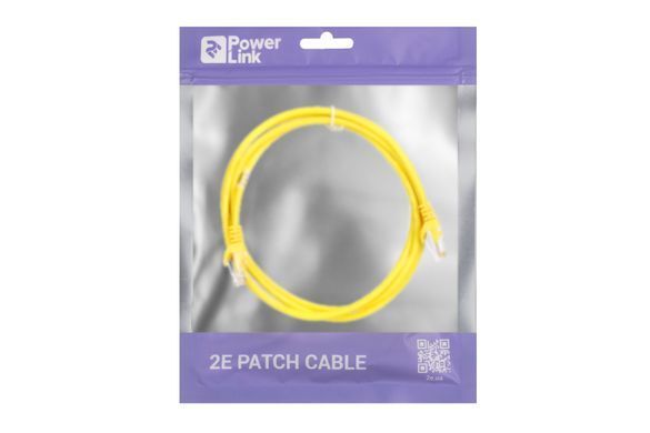 Патч-корд 2E САТ 5e, UTP, 1.50м, 26AWG, RJ45, 7/0.16, CCA, PVC, жовтий (2E-PC5ECA-150YLW) [109856]