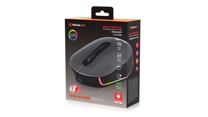 Миша бездротова REAL-EL RM-470W Dark Gray (EL123200049) [606729]