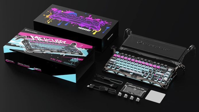 Клавіатура магнітна GravaStar Mercury V75 Pro 80keys, Magnetic Jade Gaming, 8K, USB-A, RGB, Cyberpunk (GS_V75_PRO_RM_EGRY) [113143]