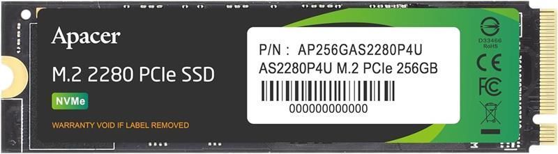 Накопичувач SSD Apacer M.2 256GB PCIe 3.0 P4U (AP256GAS2280P4U) [113899]