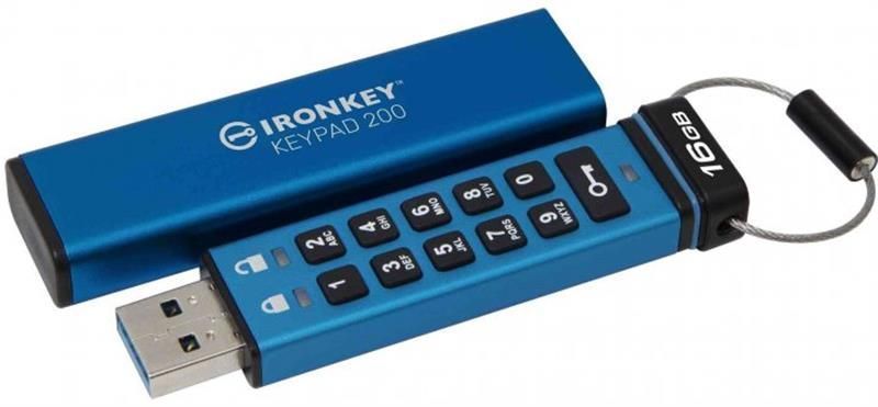 Флеш-накопичувач USB3.2 16GB Kingston IronKey Keypad 200 Type-A Blue (IKKP200/16GB) [607319]