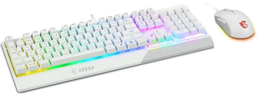 Комплект клавіатура та миша MSI Vigor GK30 COMBO WHITE UA USB, EN/UKR/RU, RGB, білий (S11-04UA302-CLA) [105898]