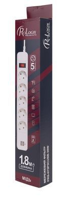 Фільтр живлення ProLogix 2.2 кВт, 5 розеток, 1.8 м, 2xUSB 3.0, білий (PRS-075P5CUSB-18W) [616354]