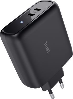 Зарядний пристрій мережевий Trust Maxo 65Вт, 2xUSB-C PD, чорний (25380_TRUST) [108415]