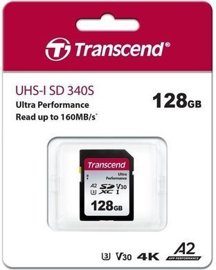 Карта пам'яті Transcend SD 128GB C10 UHS-I U3 A2 R160/W90MB/s 4K (TS128GSDC340S) [109942]