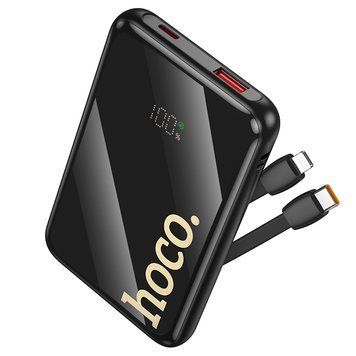 Зовнішній акумулятор HOCO Q37 Graceful 22.5W+PD20W power bank with two cables(10000mAh) Black (6942007644914) [806621]