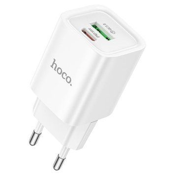 Мережевий зарядний пристрій Hoco C149A 1USB-C/1USB PD/QC 30W White (6942007630337) [618773]
