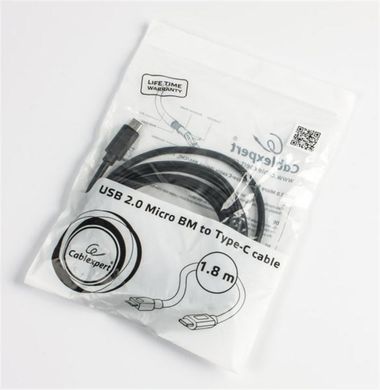 Кабель Cablexpert USB Type-C - micro USB V 2.0 (M/M), 1.8 м, Black (CCP-USB2-mBMCM-6) [603594]