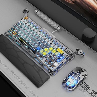 Клавіатура механічна GravaStar Mercury K1 Pro 80keys, GravaStar x Kailh Speedy Mint, BT/WL/USB, Interstellar Silver (GS_K1_PRO_S_CGRY) [113144]
