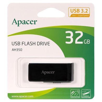 Флеш-накопичувач Apacer USB 3.2 Gen 1 AH350 32Gb Black (AP32GAH350B-1) [803065]
