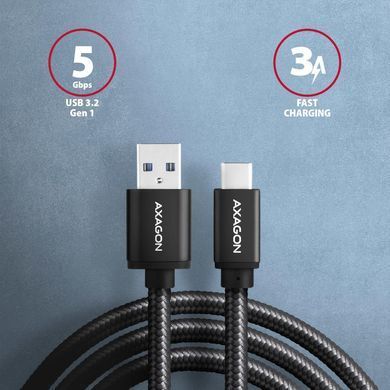 Кабель USB-C TO USB3.2 2M BLACK AXAGON (BUCM3-AM20AB) [503611]