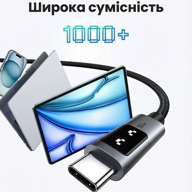 Кабель USB 2.0 Type-C M-M, 2 м, 100W, 5A （480Mbps）Smart display Чорний, L509 UGREEN (35512) [405674]