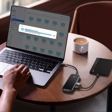 USB-хаб Baseus AcmeJoy 5-Port Type-C HUB Adapter（Type-C to USB3.0*2+USB2.0*1+Type-C PD&Data *1+RJ45*1）Dark Gray (WKJZ010113) [802737]