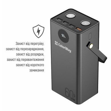 Універсальна мобільна батарея ColorWay Powerful 60000mAh Black (CW-PB600LPA5BK-PDD) [603420]
