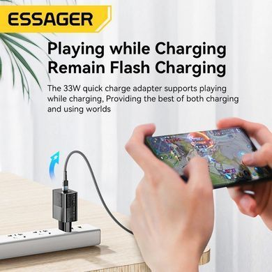 Мережевий зарядний пристрій Essager Pinchen 33W USB A + TYPE C Black (ECTAC-PCB01-P) [620288]