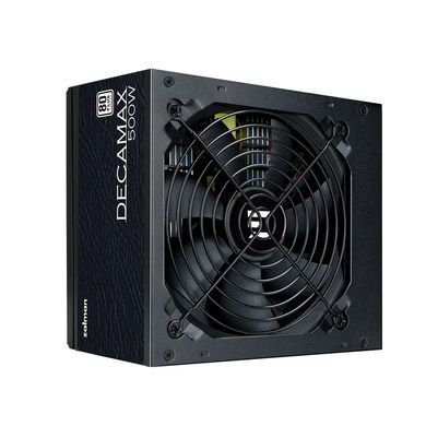 Блок живлення Zalman Decamax (500W) 85%, 80 Plus, 120мм, 1xMB 24pin(20+4), 1xCPU 8pin(4+4), 3xMolex, 4xSATA, 2xPCIe 8pin(6+2) (ZM500-LX3) [109526]
